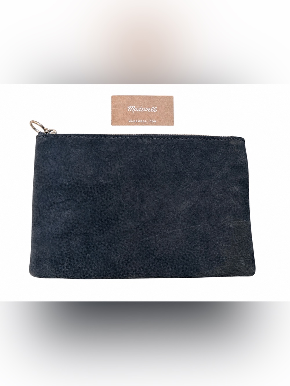Madewell Black Distressed Leather Zip Pouch Clutch Organizer Wallet - One Size